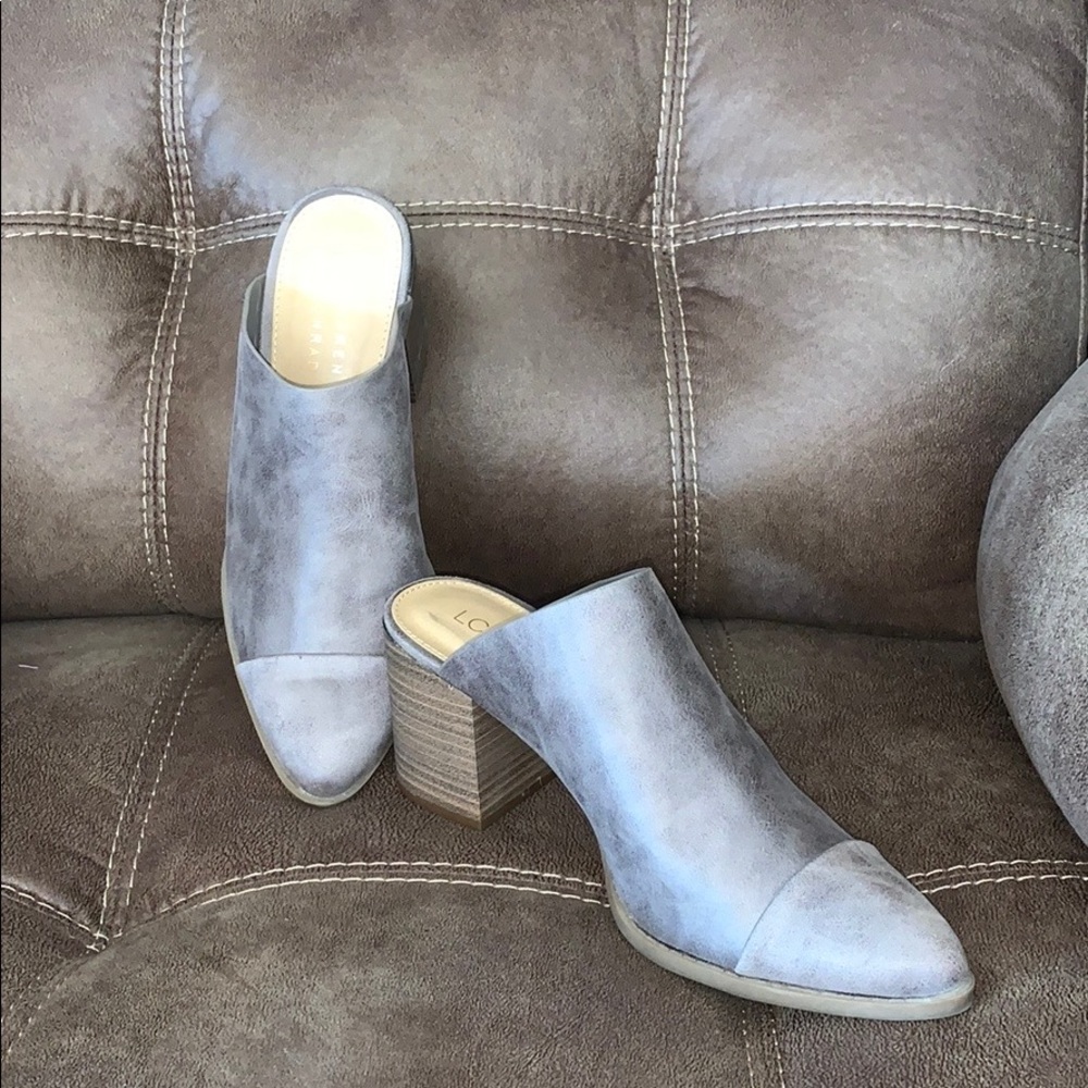 Lauren Conrad block heel mules